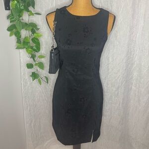 Y2K Black Mini Dress with Velvet Floral Details